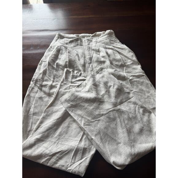 Lost + Wander Pants - Lost + Wander Linen Blend Wide Leg Pants Beige High Rise XS Resort Coastal